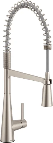 Vista 19 de Moen Grifo de Cocina Desplegable Elegante Negro de Acero Inoxidable de Una Sola Manija Sin Contacto de Arco Alto, Grifo Moderno de Fregadero