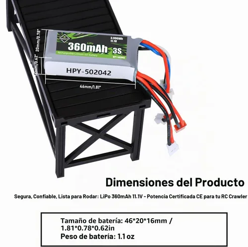 Vista 7 de 3S Lipo Batería 11.1V 360mAh Varios Enchufes Batería Recargable RC