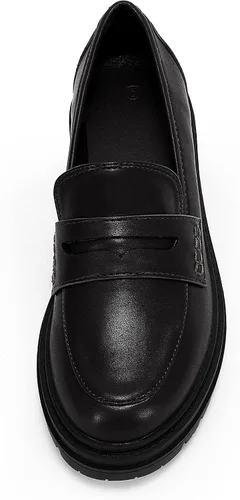 Vista 3 de Mocasines de plataforma para mujer suela de taco tacón grueso antideslizantes de piel sintética casuales cómodos con punta redonda zapatos Oxford