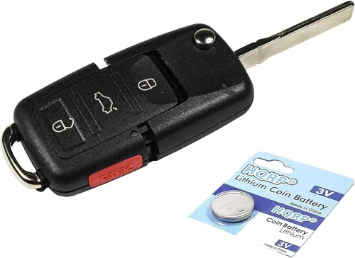 Vista 3 de HQRP Volkswagen - Carcasa plegable para llave de coche, con 4 botones y batería CR2032, compatible con modelos Beetle / CC / EOS / GTI / Golf Mk4