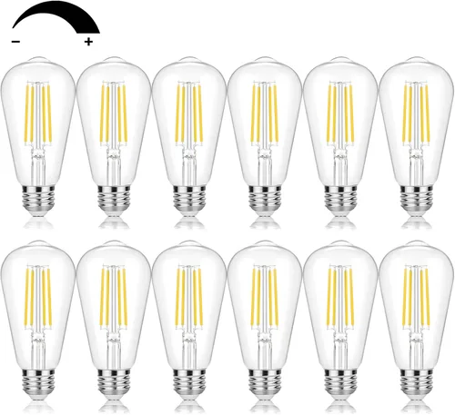 Vista 10 de Bombillas LED Edison vintage equivalentes a 60 W, regulables, 7 W, ST58, bombillas de filamento LED, blanco suave, 2700 K, iluminación