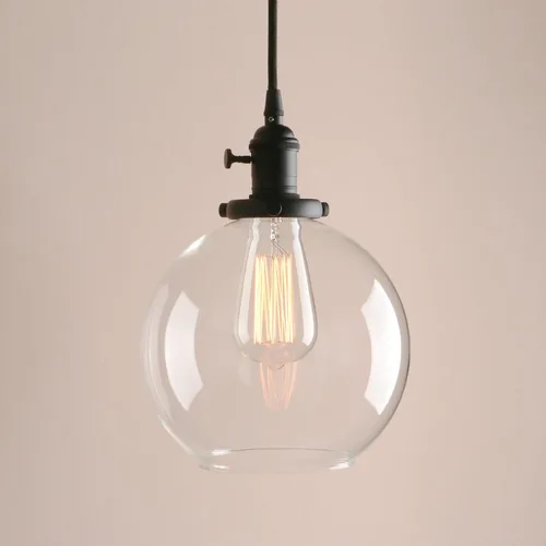 Vista 6 de Pathson Lámpara colgante negra con cristal redondo globo