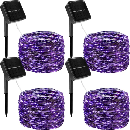 Vista 10 de Twinkle Star Paquete de 2 guirnaldas de 240 luces LED alimentadas por energía solar, para decoración de exteriores e interiores, de navidad, total