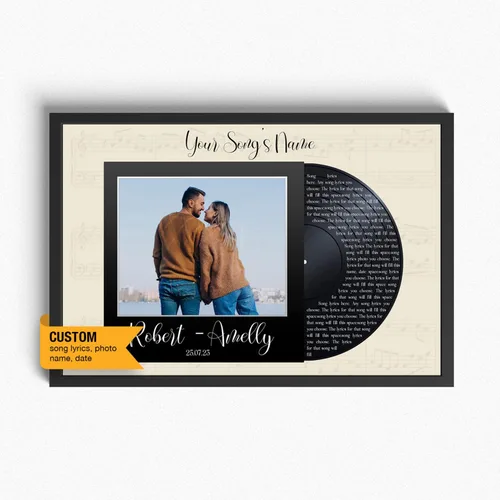 Vista 13 de Letras de canciones personalizadas para pared, lienzo impreso con tu foto, texto, poema, letra. Personaliza el retrato, para esposa, novia, día de 3