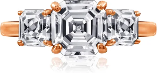 Vista 5 de Tienda Collection Sterling Silver Asscher or Oval Cut 3-Stone Ring made with Infinite Elements Cubic Zirconia
