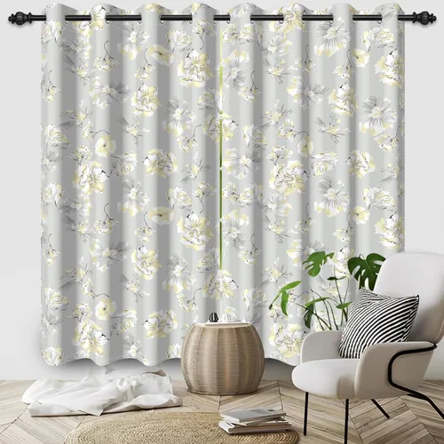 Vista 2 de Cortinas opacas 52 x 84 pulgadas, 2 paneles con aislamiento térmico y oscurecimiento, cortinas de ojal para ventanas para dormitorio y sala de estar