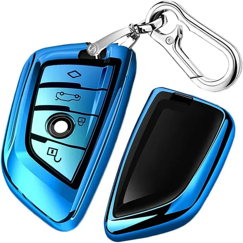 Vista 12 de QBUC Funda para llavero BMW con llavero de cuero, para BMW 2 5 6 7 Series X1 X2 X3 X5 X6 X7 Premium Soft TPU Llavero Holder (1-Negro)