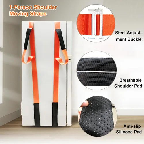 Vista 2 de Correas de hombro para muebles, Correa de hombro de una persona para levantar y mover con asas ajustables para arnés para mover muebles