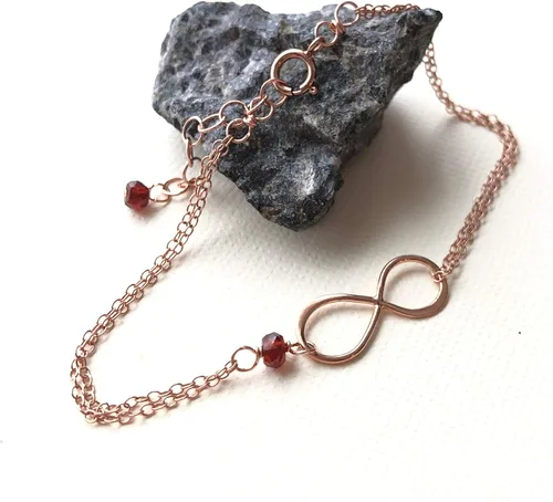 Vista 42 de Pulsera con dije de infinito con piedra natal, joyería hecha a mano, regalo para ella