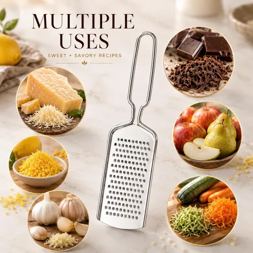 Vista 4 de HIC Kitchen Handy Rallador Zester, acero inoxidable japonés 420J2, juego de 2