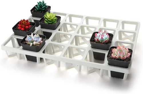 Vista 12 de RooTrimmer Paquete de 5 bandejas para macetas de vivero, bandeja de transporte y sujeción para plantas para macetas de inicio de semillas, Negro