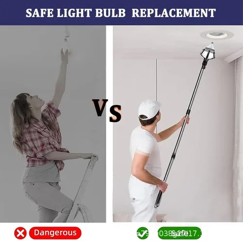 Vista 4 de 1.8 m High Ceiling Light Bulb Changer, Lightweight Telescopic Extension Pole with Flip Cover Lock, for Household Bulb Changing