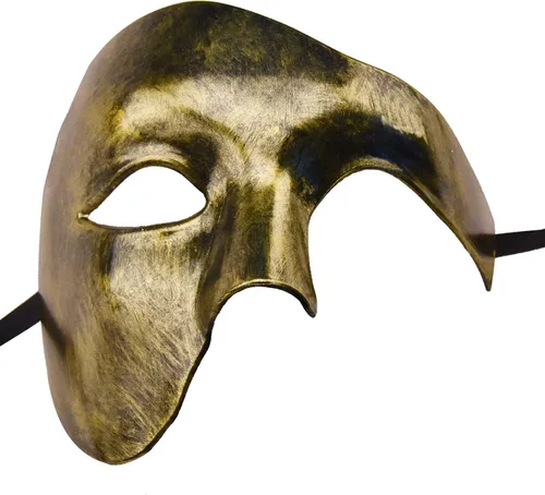 Vista 26 de KEFAN Máscara para hombre de mascarada, máscara de media cara del fantasma de la ópera