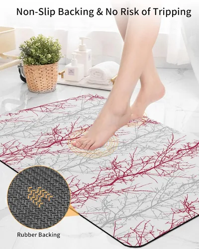 Vista 4 de Tapete de baño gris degradado para bañera, antideslizante, de secado rápido y absorbente, tierra de diatomeas, cocina, ducha, fregadero, lavable