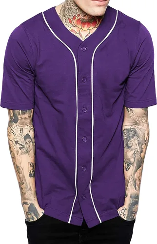 Vista 7 de Hat and Beyond camiseta de béisbol para hombre con botones hipster hip hop
