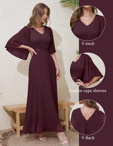 Vista 4 de DRESSTELLS Vestido formal para mujer, vestido de madre de la novia, invitada de boda, dama de honor, vestido largo de fiesta de graduación, vestidos