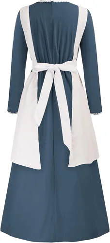 Vista 2 de Scarlet Darkness Disfraz de pionera para mujer, vestido colonial, vestido floral de la pradera de la guerra civil, disfraz de Laura Ingalls