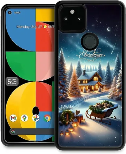 Vista 139 de Funda compatible con Google Pixel 4A 5G, Nochebuena, Google Pixel 4A 5G, delgada, suave, a prueba de golpes, TPU para mujeres y niñas, niños, funda
