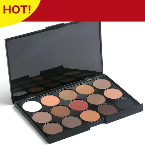 Vista 2 de Pure Vie Paleta de sombra de ojos profesional con reflejos y kit de contorno de maquillaje, 15 colores altamente pigmentados, desnudos cálidos