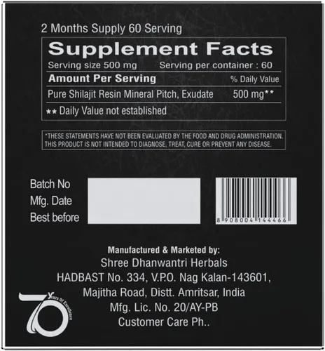 Vista 2 de Resina Shilajit pura del Himalaya (500 mg) purificada con Triphala ayuda a apoyar la energía, la inmunidad y el enfoque tanto para hombres como