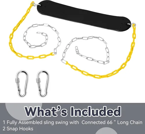 Vista 7 de Heavy Duty Swing Seat Chain Plastic Coated Swing Set Accesorios (negro)