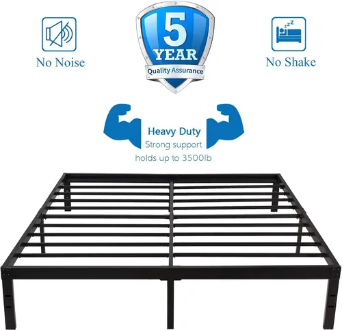 Vista 5 de Homdock Base de cama de tamaño matrimonial, base de colchón de plataforma de metal resistente de 16 pulgadas, estructura de acero resistente