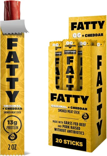 Vista 8 de FATTY Palitos de carne seca original, Cheddar original, 2 onzas