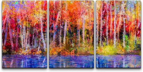 Vista 130 de wall26 Lienzo enmarcado para pared, juego de arte de acuarela pastel, paisaje rural, ilustraciones con formas abstractas, arte moderno, decorativo