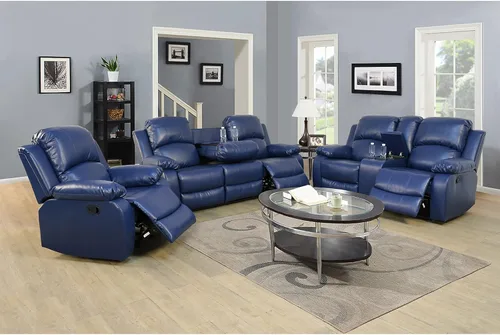 Vista 9 de A Ainehome Juego de Muebles de Sala de Estar de Cuero Reclinable Juego de Sofá Sillón Loveseat Juego de Muebles Sofá para Sala de Estar/Espacio