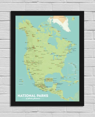Vista 7 de Best Maps Ever Póster de mapa de parques nacionales de América del Norte, 18 x 24 pulgadas (verde y aguamarina)