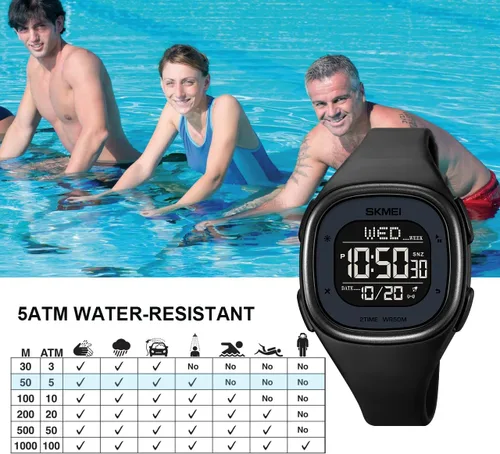 Vista 6 de Gosasa Reloj digital cuadrado minimalista para hombre, impermeable, reloj deportivo al aire libre con cronómetro, relojes de cuenta regresiva unisex