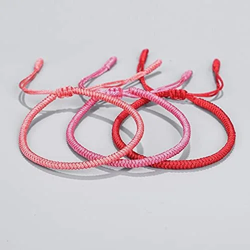 Vista 5 de COLORFUL BLING Pulseras tejidas budistas tibetanas hechas a mano para hombre y mujer, pulseras de cuerda roja de la suerte para joyería de protección