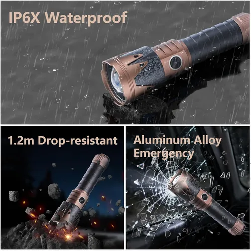 Vista 8 de SKYFIRE Linternas recargables de lúmenes altos con lente de ignición, 4000 mini linterna táctica brillante de bolsillo con 6 modos impermeable