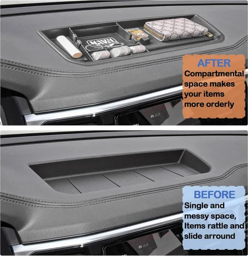 Vista 3 de HGWEI Organizador de Tablero Compatible con VW Atlas y Cross Sport 2018 2019 2020 2021 2022 2023 Accesorios, Bandeja de Consola Soporte de Montaje