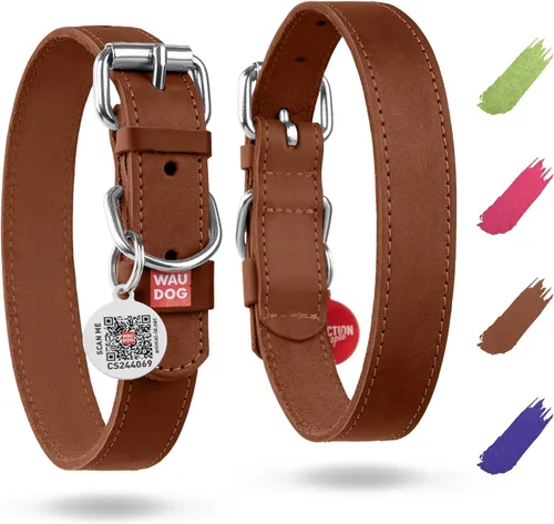 Vista 22 de WAUDOG Collar de cuero de larga duración para perros grandes, medianos y Negro