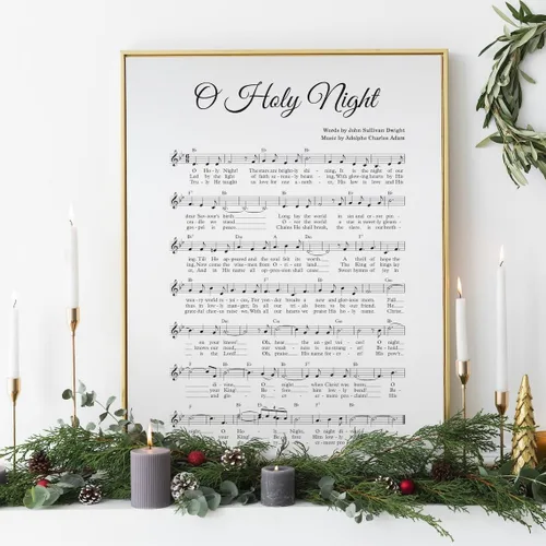 Vista 6 de NATVVA Oh Holy Night - Lámina de música para pared, impresión artística de himno de Navidad, villancico, pintura en lienzo para sala de estar