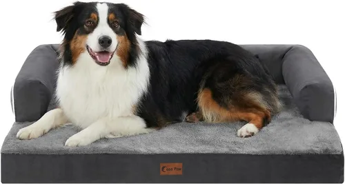 Vista 14 de Cama ortopédica para perros extragrandes, cama de espuma XL con forma de caja de huevos impermeable con lados 45x35 pulgadas, cama de sofá