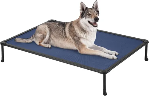 Vista 8 de Veehoo Cama elevada para perros a prueba de mordidos, cama elevada indestructible para masticadores agresivos, plataforma de entrenamiento Azul
