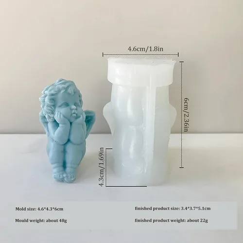 Vista 5 de Molde de vela de ángel de silicona, Molde de forma de ángel lindo, Molde de vela de ángel 3D, Molde para hacer velas, Molde de aromaterapia, Molde