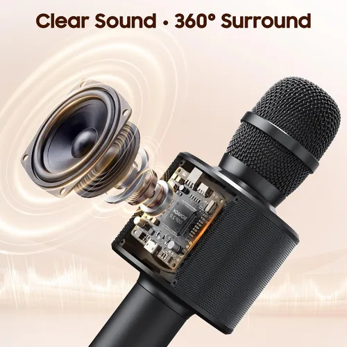 Vista 2 de BONAOK - Micrófono inalámbrico Bluetooth de karaoke, 3 en 1; máquina altavoz con micrófono de karaoke portátil de mano para fiesta de cumpleaños