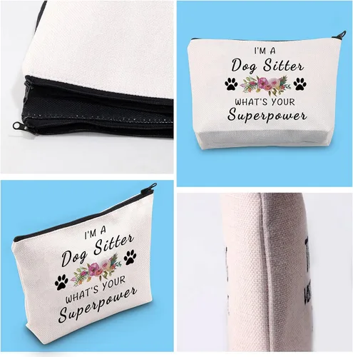 Vista 7 de Regalo para cuidador de perros, paseador de perros, regalo de agradecimiento I'm a Dog Sitter What's Your Superpower Bolsa de maquillaje cosmética