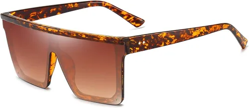 Vista 12 de Dollger - Gafas de sol cuadradas de gran tamaño para mujer y hombre, de moda, armazón negro con parte superior plana