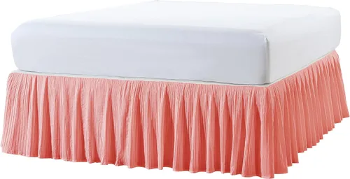 Vista 5 de Home Soft Things Falda de cama plisada de microfibra, diseño elegante envolvente de microfibra sólida con caída de 18 pulgadas, ropa de cama