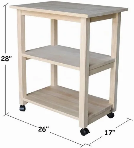 Vista 7 de IC International Concepts, Carrito para microondas, la capacidad de peso total es de 50 libras de madera maciza real, madera de parawood resistente