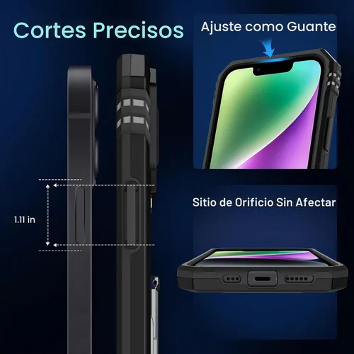 Vista 7 de DEERLAMN Funda para iPhone 13/iPhone 14 de 6.1 pulgadas con cubierta deslizante para cámara + protector de pantalla (2 paquetes), soporte de anillo