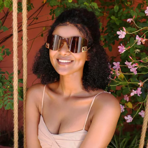 Vista 3 de WANWAN Gafas de sol para mujer y hombre, de gran tamaño, sin montura Y2K, gafas de sol envolventes