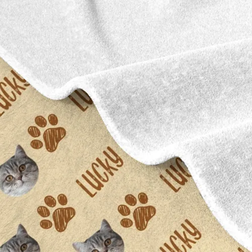 Vista 6 de Manta personalizada con cara de gato y nombre de forro polar suave, divertida manta de fotos de varios tamaños, mantas personalizadas para sofá