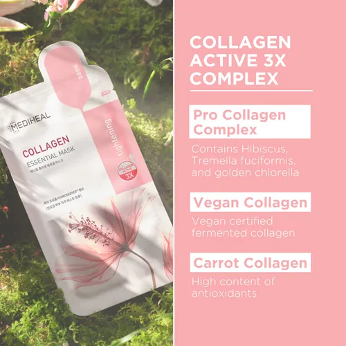 Vista 4 de Mediheal Oficial Mejor Máscara de Hoja Coreana - Máscara Facial Esencial de Colágeno y Árbol del Té, 20 Hojas, Lifting, Reafirmante, Calmante