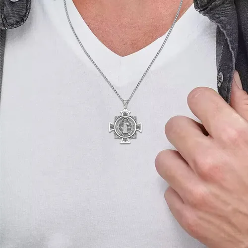 Vista 4 de DOTBJ Collar de plata de ley 925amuleto con medalla de San Valentín, regalos de Navidad para hombres y mujeres