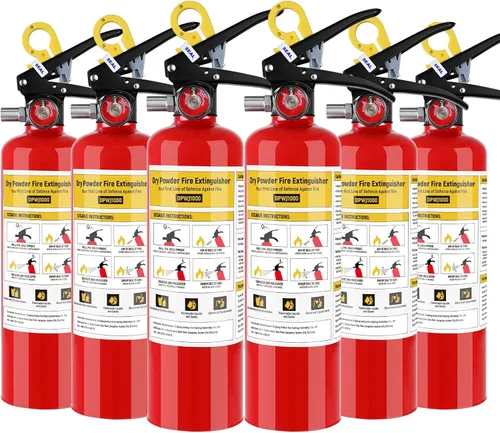 Vista 9 de 1 paquete de extintores de incendios ABC Dry Chemical 1-A:10-B:C de 2.5 lb Comes With Mount Bracket, Quick Release Pull Handle,UL Listed, For Home